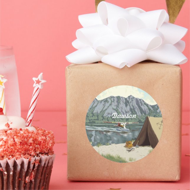 Sticker Rond Voyage de pêche en Alaska (Fête)