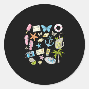 Sticker Rond Voyage de plage esthétique côtière étoile de mer c