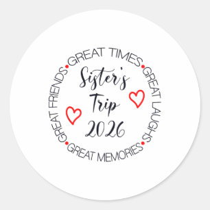 Sticker Rond Voyage de soeurs 2026 Croisière de week-end pour f