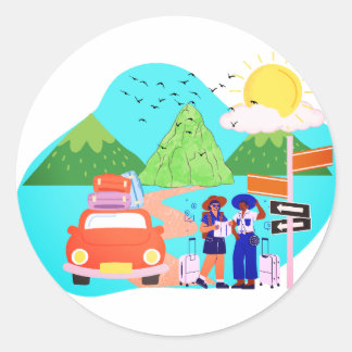 Sticker Rond Voyage de vacances