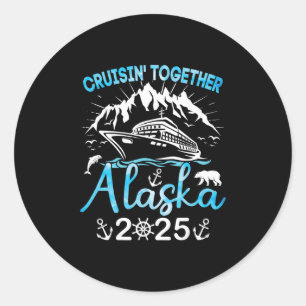Sticker Rond Voyage de vacances en croisière en Alaska 2025 Cro