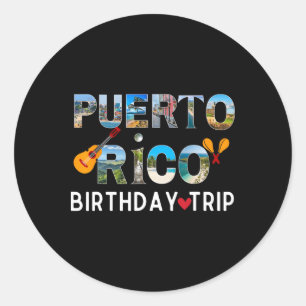 Sticker Rond Voyage de vacances pour anniversaire à Porto Rico