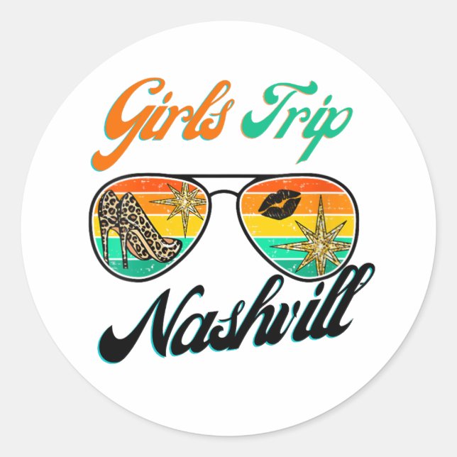 Sticker Rond Voyage Des Filles Nashville 2024 Chemise Pour Les  (Devant)