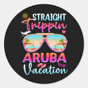 Sticker Rond Voyage droit Aruba 2025 Plage vacances d'été