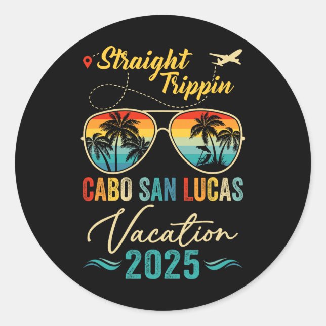 Sticker Rond Voyage droit Cabo San Lucas 2025 Famille Été (Devant)
