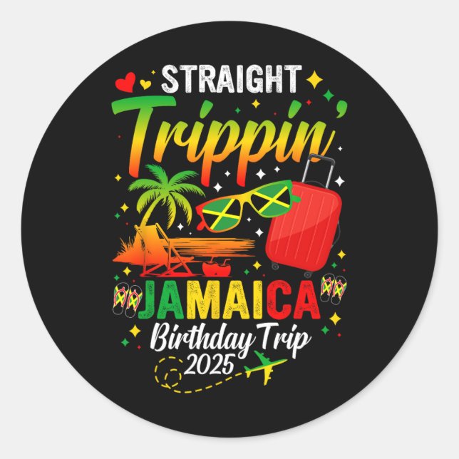 Sticker Rond Voyage droit' Jamaïque vacances 2025 Anniversaire  (Devant)