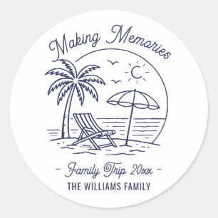 Sticker Rond Voyage en famille sur mesure minimaliste