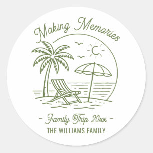 Sticker Rond Voyage en famille sur mesure Minimaliste
