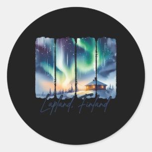 Sticker Rond Voyage en Laponie finlandaise Vacances Rencontre-m
