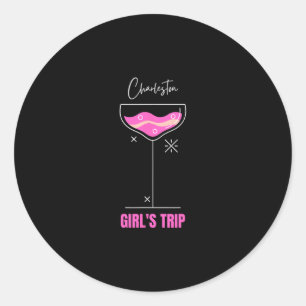 Sticker Rond Voyage entre filles avec boisson sur la plage à Ch