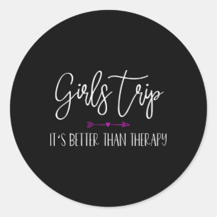 Sticker Rond Voyage entre filles C'est mieux que la thérapie Va