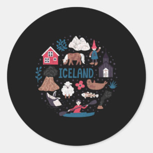 Sticker Rond Voyage Europe Islande Reykjavik Famille Vacances S