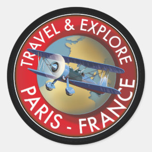 Sticker Rond Voyage & Explorez le logo de Paris France