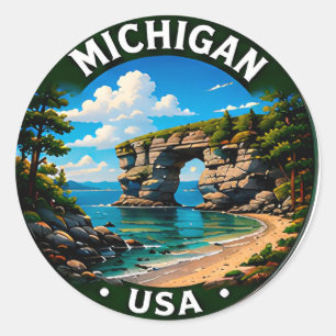 Sticker Rond Voyage extérieur aux Grands Lacs du Michigan
