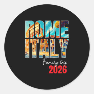 Sticker Rond Voyage familial à Rome Italie 2026 Vacances Europe