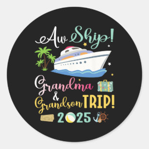 Sticker Rond Voyage Grandma Et Grandson De Croisière 2025 Fami