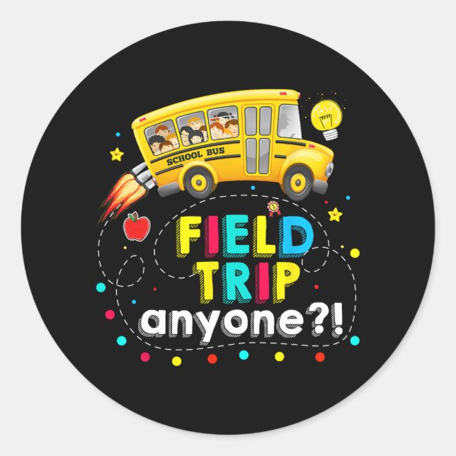 Sticker Rond Voyage N'Importe Qui Magic School Bus Enseignant J (Devant)