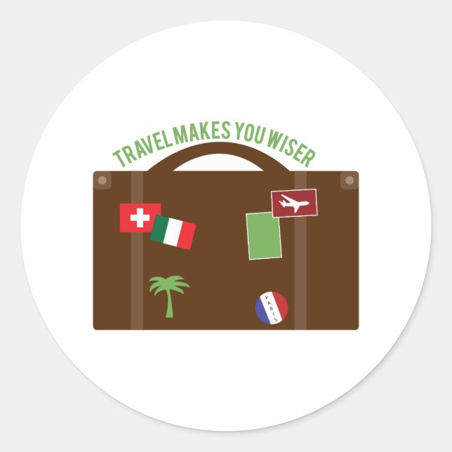 Sticker Rond Voyage rend plus sage (Devant)