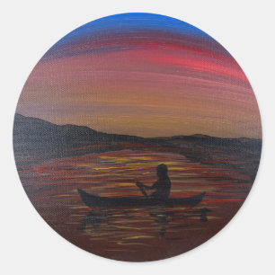 Sticker Rond Voyage Silencieux - oeuvre d'art artisanale -