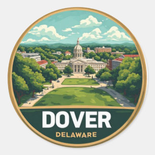 Sticker Rond Voyage sur la côte historique de Dover Delaware