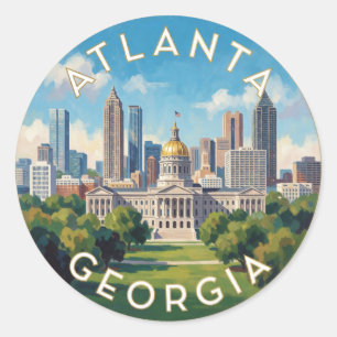 Sticker Rond Voyage sur la ligne d'horizon d'Atlanta Géorgie