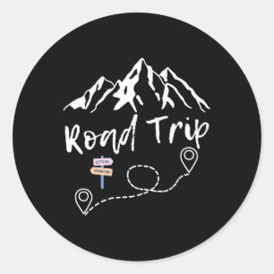 Sticker Rond Voyage sur la route 2025 Vacances familiales Équip