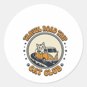 Sticker Rond Voyage T-shirt Art pour amateur de chat et d'anima