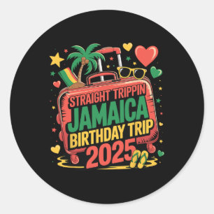 Sticker Rond Voyage tout droit en Jamaïque pour un anniversaire