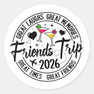 Sticker Rond Voyage Vacances 2026 Amis Groupe Associé