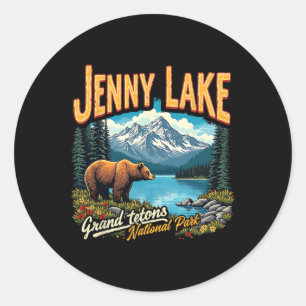 Sticker Rond Voyage vacances vintage Jenny Lake Parc national G