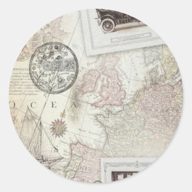 Sticker Rond Voyage vintage (Devant)