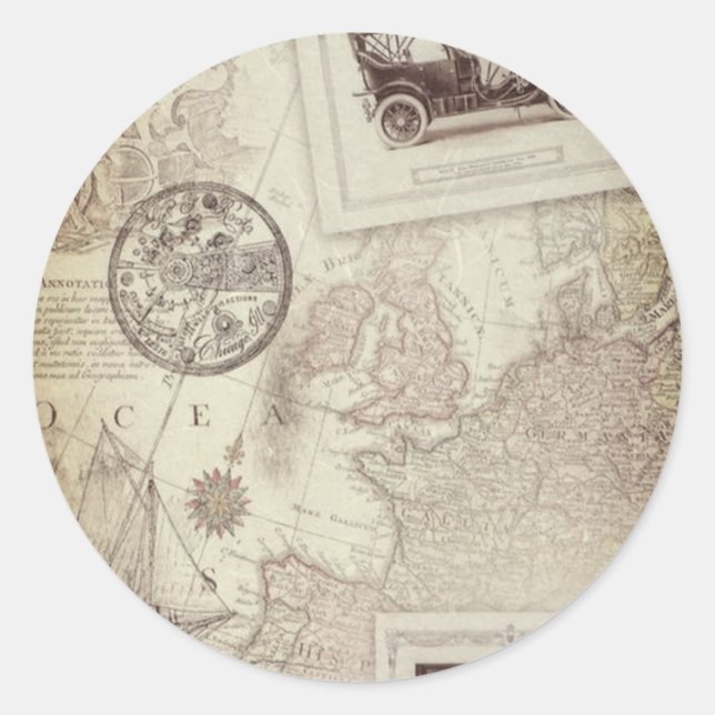 Sticker Rond Voyage vintage  (Devant)