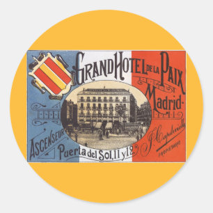 Sticker Rond Voyage Vintage, Grand Hotel Paix, Madrid, Espagne