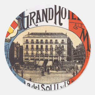 Sticker Rond Voyage Vintage, Grand Hotel Paix, Madrid, Espagne