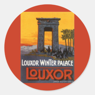 Sticker Rond Voyage Vintage, Louxor Winter Palace, Égypte Afriq