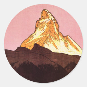 Sticker Rond Voyage vintage, Mont Matterhorn, Suisse