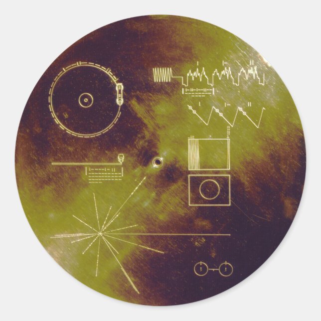 Sticker Rond Voyager 1 et 2 Golden Record Sons of Earth (Devant)