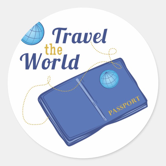 Sticker Rond Voyager dans le monde (Devant)