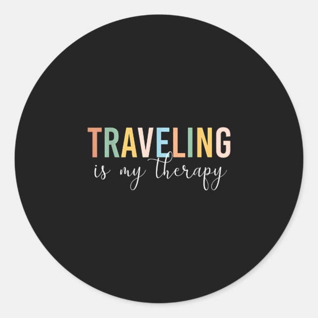 Sticker Rond Voyager est ma thérapie  (Devant)