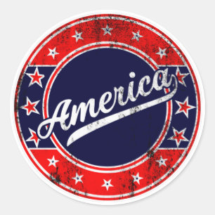 Sticker Rond Voyageur mondial - Amérique USA
