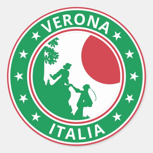 Sticker Rond Voyageur mondial - Vérone, Italie T-shirt (Devant)