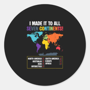 Sticker Rond Voyageur Sept Continents Club Carte Glol Vacances