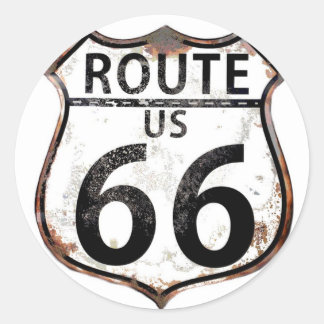 Sticker Rond VOYELLE ROUTIÈRE Vintage Route 66