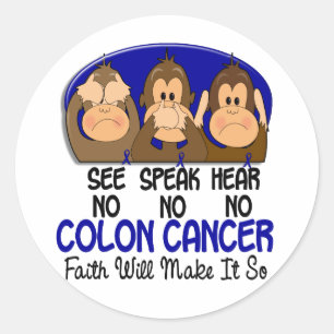 Sticker Rond Voyez que parler n'entendez aucun cancer du colon