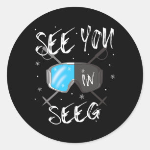 Sticker Rond Voyez-Vous Dans Voir Allemagne Vacances Ski Goggin