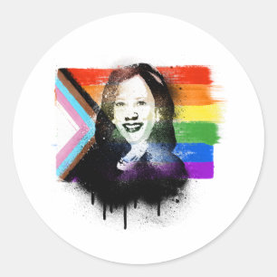 Sticker Rond VP Kamala Harris LGBTQ Progress Pride Graffiti