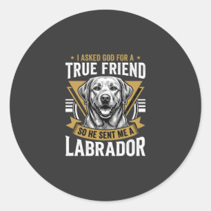 Sticker Rond Vrai chien Labrador ami