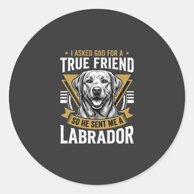 Sticker Rond Vrai chien Labrador ami (Devant)