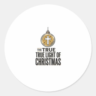 Sticker Rond Vrai Lumière de Noël Ornement Chrétien Vintage