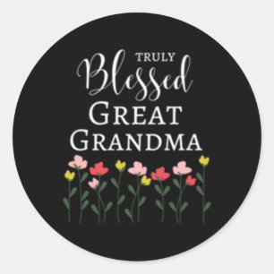 Sticker Rond Vraiment bienheureux Grandma Fleurs Grand Grand Gr